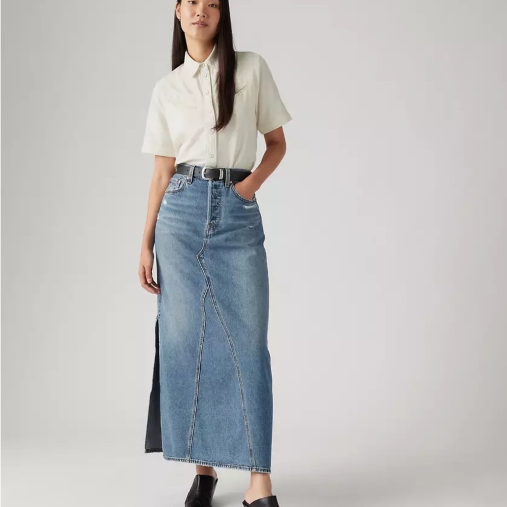 Levi’s Size 27 Denim Maxi Skirt with Side Slit
